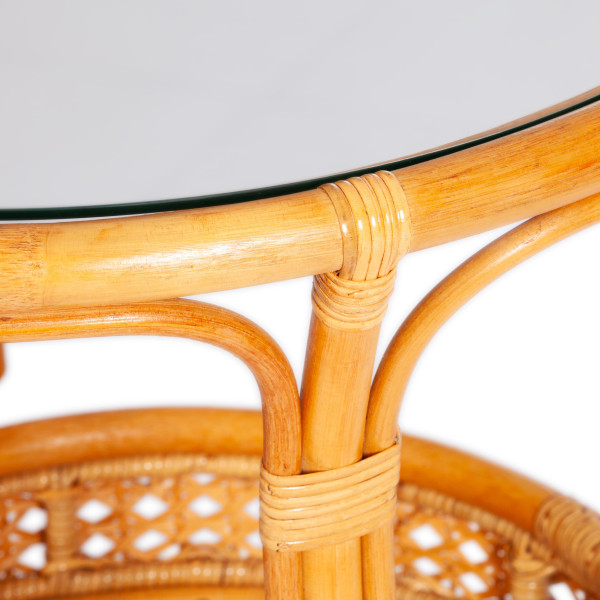 Комплект "PELANGI"  02/15 ( стол со стеклом + 4 кресла ) [с подушками] ротанг, кресло 65х65х77см, стол диаметр 64х61см, Honey (мед) фото № 4