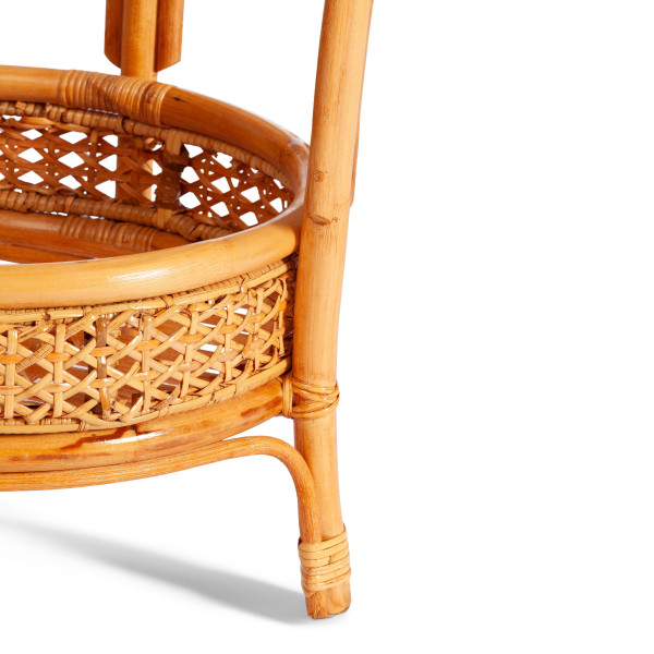 ТЕРРАСНЫЙ КОМПЛЕКТ "PELANGI" (стол со стеклом + 2 кресла) / с подушками / ротанг, кресло 65х65х77см, стол диаметр 64х61см, Honey (мед) фото № 5