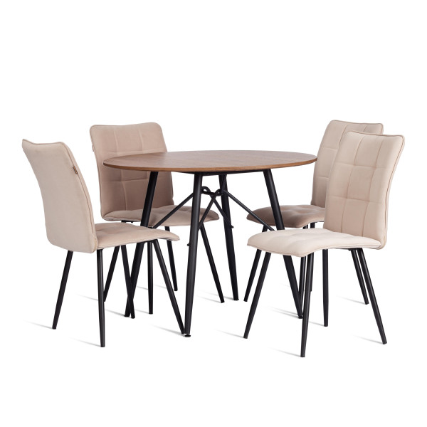 Стул обеденный Bari разборный, ткань велюр, 44х60х91, молочный/черный, (Porsche 2) фото № 9