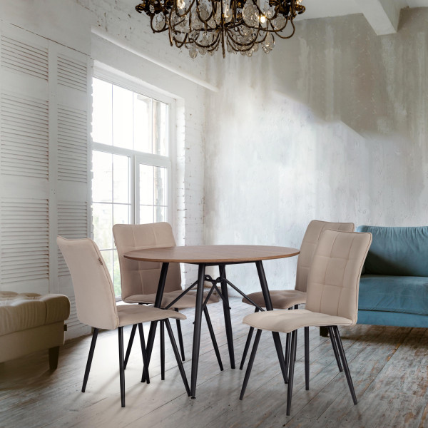 Стул обеденный Bari разборный, ткань велюр, 44х60х91, молочный/черный, (Porsche 2) фото № 10