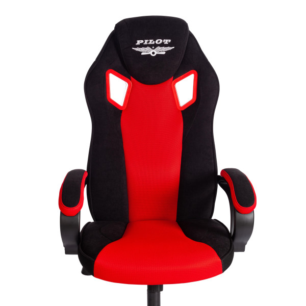 Кресло PILOT (24) флок/ткань, черный/черный/красный, 35/TW-08/TW-11 фото № 6