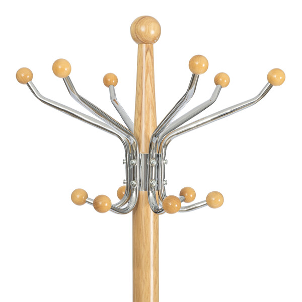 Вешалка Himawari (mod. GH-8014) дерево/хром/мрамор, 37 x 37 x 175 см, White (Белый) / Natural (натуральный) фото № 4