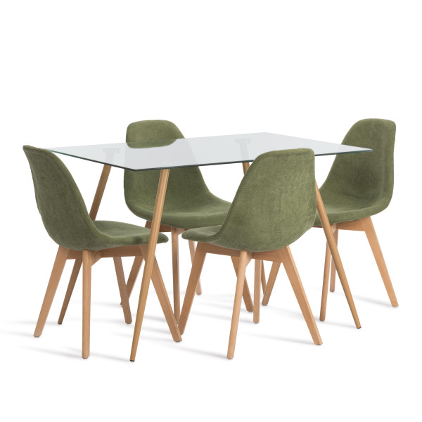 Стол SOPHIA (mod. 5003) металл/стекло (8мм), 110 х 80 х 75 см, бук/прозрачный фото № 6