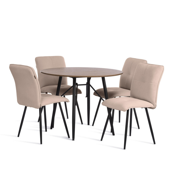 Стул обеденный Sweet флок , 46х55х88, бежевый/черный, 7 фото № 9