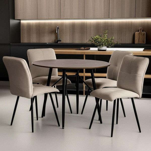 Стул обеденный Sweet флок , 46х55х88, бежевый/черный, 7 фото № 10