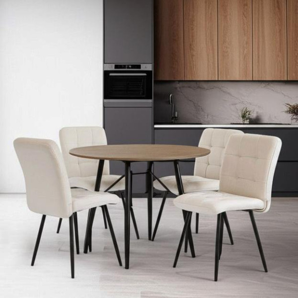 Стул обеденный Medeo флок , 47х56х89, молочный/черный, 4 фото № 10