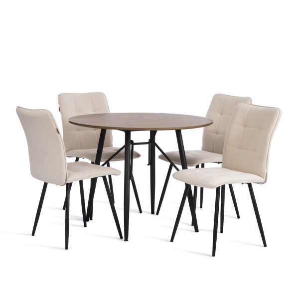 Стул обеденный Bari флок , 46х55х89, молочный/черный, 4 фото № 9