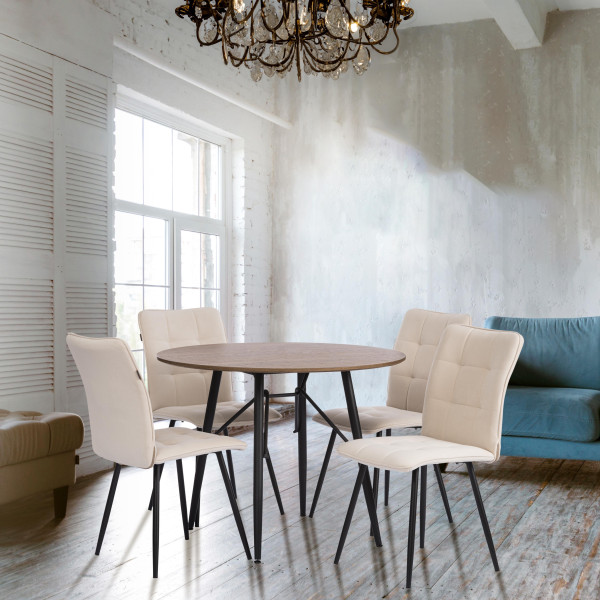 Стул обеденный Bari флок , 46х55х89, молочный/черный, 4 фото № 10