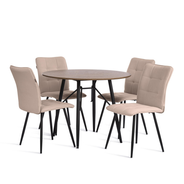 Стул обеденный Bari флок , 46х55х89, бежевый/черный, 7 фото № 9