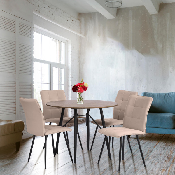 Стул обеденный Bari флок , 46х55х89, бежевый/черный, 7 фото № 10