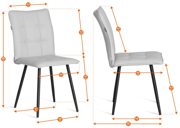 Стул обеденный Bari флок , 46х55х89, бежевый/черный, 7 фото № 16