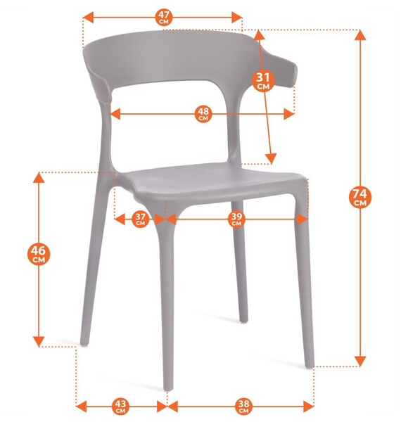Стул TON (mod. PC33) пластик, 48 x 48 x 74 см, желтый (Yellow Y-01) фото № 9