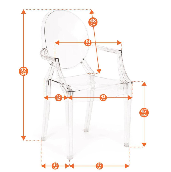 Кресло MEDALION (mod. 922) пластик, 56,5*53,2*92,5см, бесцветный фото № 9