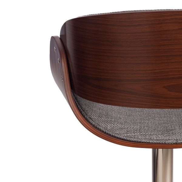 Барный стул LANDO (mod.4036) металл/дерево/ткань, 59х51х93-114 см, высота сиденья 62-83 см, серый/орех/хром, Aimcasa 28 фото № 10
