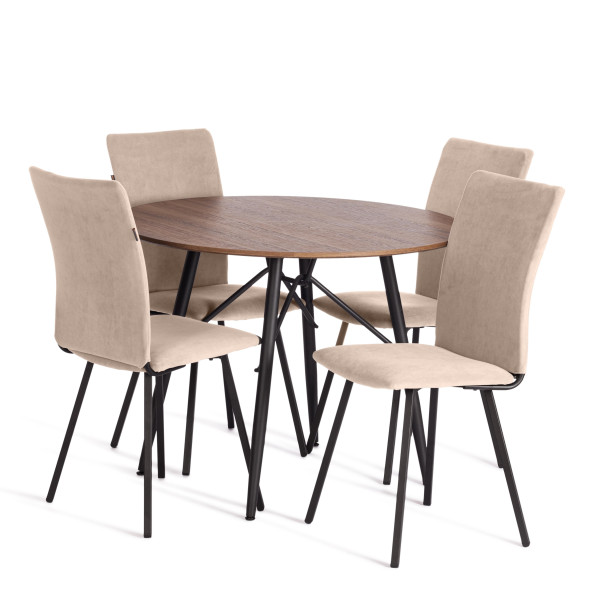 Стул обеденный La Rousse флок , 49х50х93, бежевый/черный, 7 фото № 10