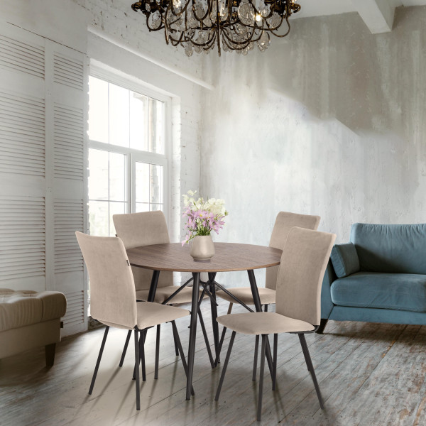 Стул обеденный La Rousse флок , 49х50х93, бежевый/черный, 7 фото № 11