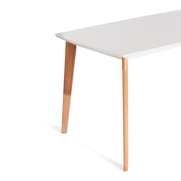 Стол обеденный Claire столешница МДФ, опоры дерево гевея, белый / натуральное дерево, 135 x 80 x 75см фото № 4