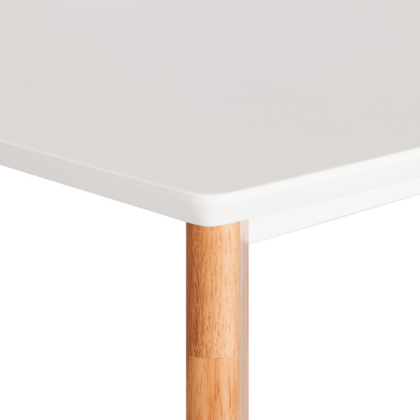 Стол обеденный Claire квадратный столешница МДФ, опоры дерево гевея, белый / натуральное дерево, 80 x 80 x 75см фото № 3