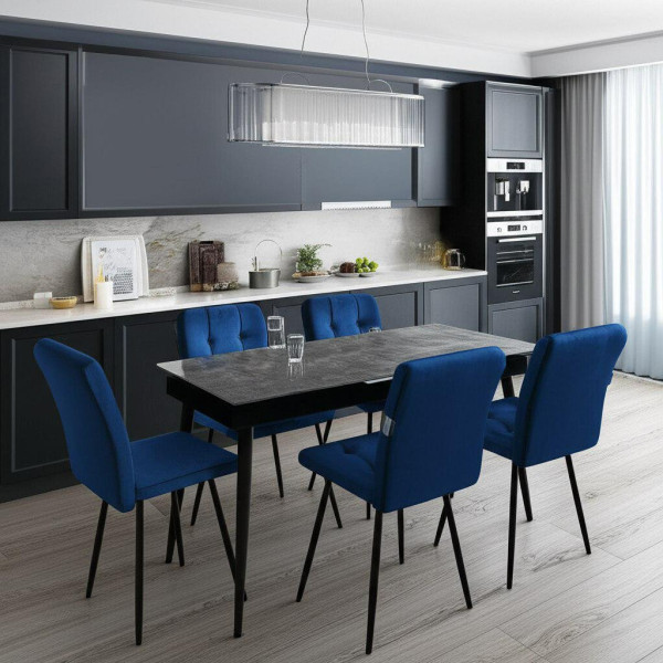 Стол обеденный Balmoral (mod.OKT-2294) столешница керамика (глянцевая) / опоры металл, серый/чёрный, (120+40)х80х75 см фото № 17