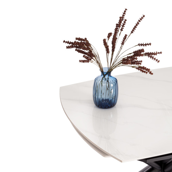 Стол обеденный Winston (mod.LDT-507 OKT-2462) столешница керамика (глянцевая) / опоры металл, белый/черный, 30х120х30 см фото № 9