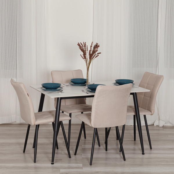 Стул обеденный Bari LT, флок , бежевый/черный, 7, 41х55х89 см фото № 11