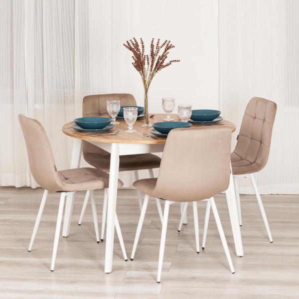 Стул CHILLY (mod. JSC-220) Велюр/металл , 44,5х52,5х88 см, Beige (бежевый) HLR8 / белый фото № 11