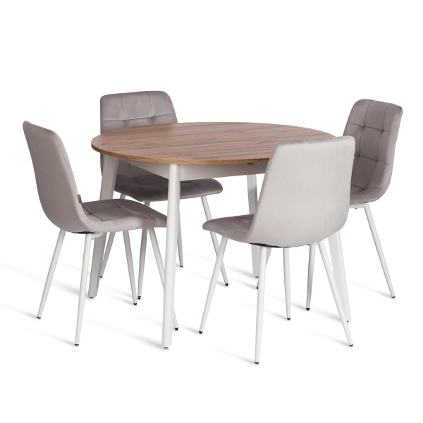 Стул CHILLY (mod. JSC-220) Велюр/металл , 44,5х52,5х88 см, Light grey (светло-серый) HLR14 / белый фото № 10