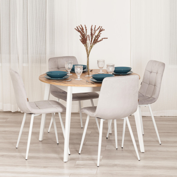 Стул CHILLY (mod. JSC-220) Велюр/металл , 44,5х52,5х88 см, Light grey (светло-серый) HLR14 / белый фото № 11