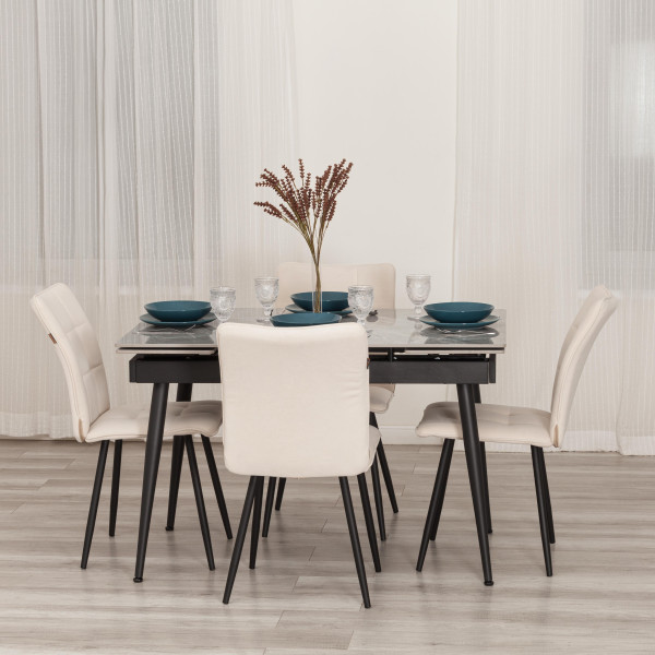 Стул обеденный Bari LT, флок , молочный/черный, 4, 41х55х89 см фото № 11