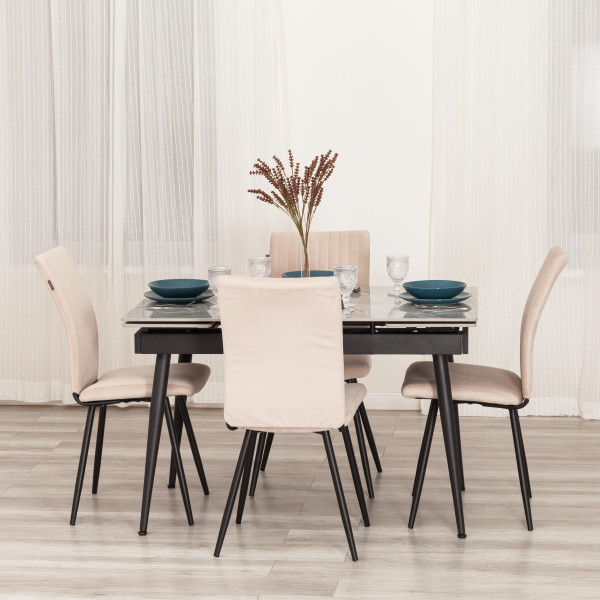 Стул обеденный Monte Carlo TREND, флок , бежевый/черный, 7, 49х51х93 см фото № 16