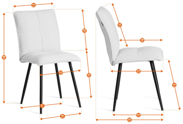 Стул обеденный Sweet LT, флок , молочный/черный, 4, 41х55х88 см фото № 16
