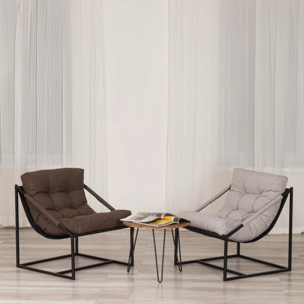 Кресло Charli / Чарли без подлокотника рогожка, серо-бежевый, 3M 16/2, 70х70х84 см фото № 20