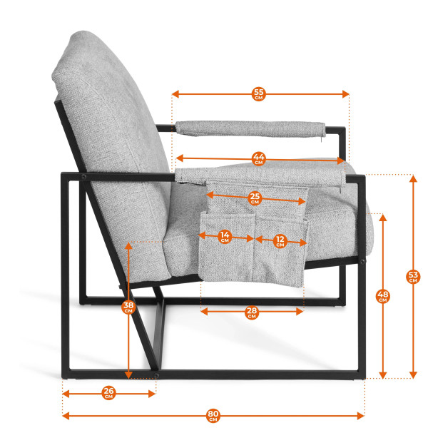 Кресло Charli LUX/Чарли Люкс велюр/букле, VT shape silver, 70х80х82 см фото № 14
