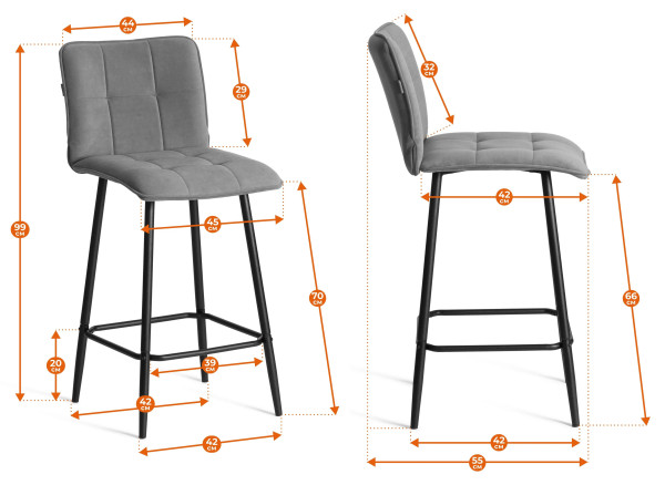 Полубарный стул  Bari/Бари экокожа , черный, 42х55х99 см фото № 16