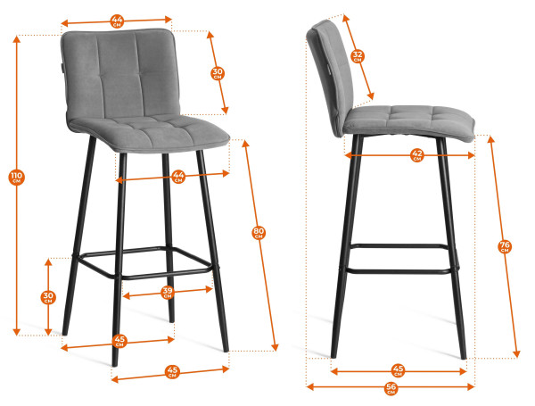 Барный стул  Bari/Бари экокожа , бежевый, 45х56х110 см фото № 16