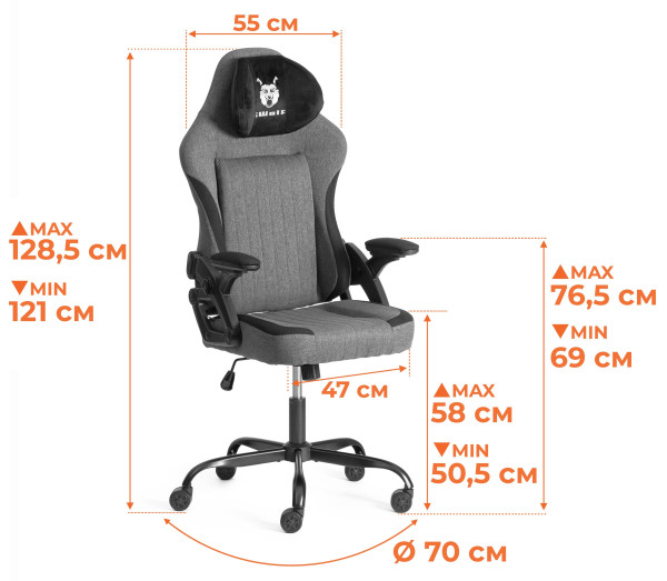 Кресло iWolf ткань, черный/коричневый фото № 19