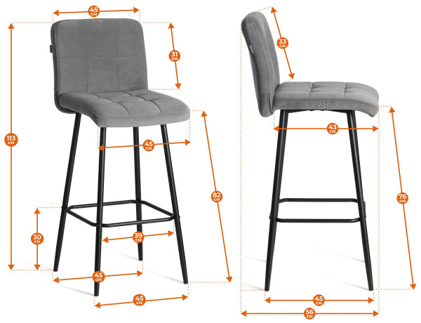 Барный стул  Medeo/Медео экокожа , бежевый, 45х56х113 см фото № 16