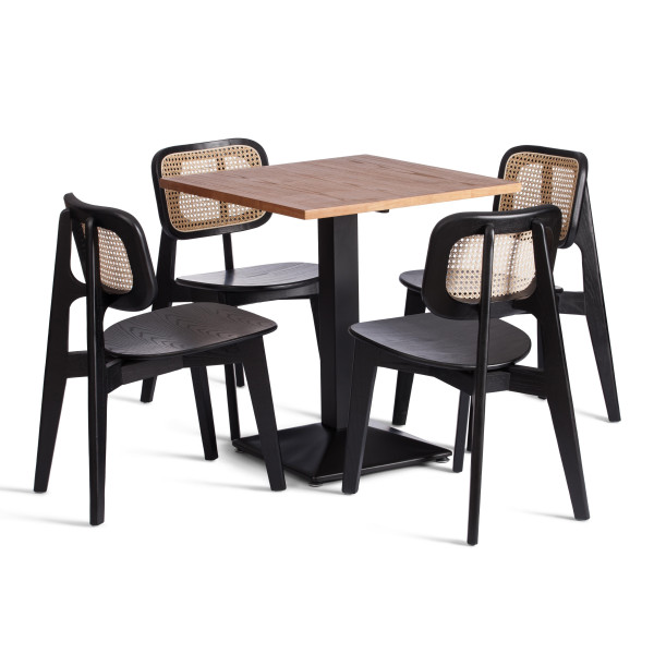 Стул ODIN (mod.XMS-CB2828) дерево вяз/ротанг, 42х45х78 см, черный фото № 6