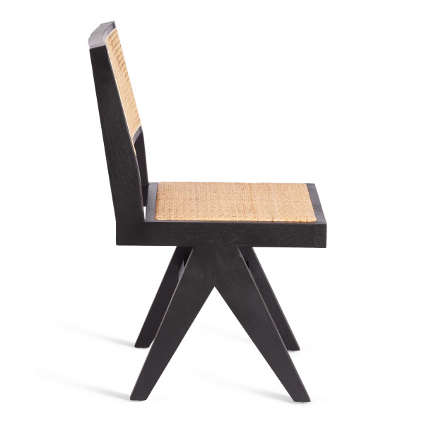 Стул LOKI (mod.XMS-CB2895) дерево вяз/ротанг, 51х44х86 см, черный фото № 2