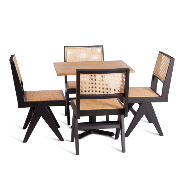 Стул LOKI (mod.XMS-CB2895) дерево вяз/ротанг, 51х44х86 см, черный фото № 6