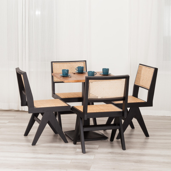 Стул LOKI (mod.XMS-CB2895) дерево вяз/ротанг, 51х44х86 см, черный фото № 11