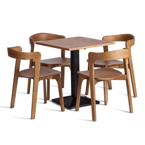 Стол RAGNAROK (mod.XMS-T9090) дерево вяз/железная опора, 70х70х76 см, груша №3/черная опора фото № 3