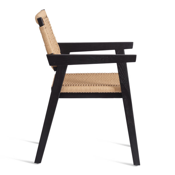 Стул VANHEIM (mod.XMS-CB3079) дерево вяз/бечевка, 46х45х83 см, черный фото № 2