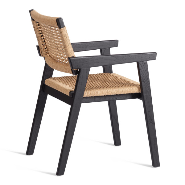 Стул VANHEIM (mod.XMS-CB3079) дерево вяз/бечевка, 46х45х83 см, черный фото № 3