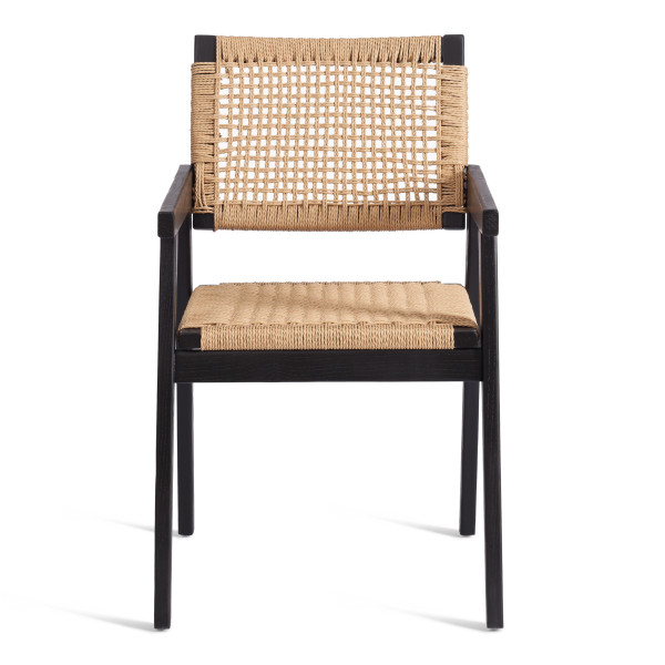 Стул VANHEIM (mod.XMS-CB3079) дерево вяз/бечевка, 46х45х83 см, черный фото № 5