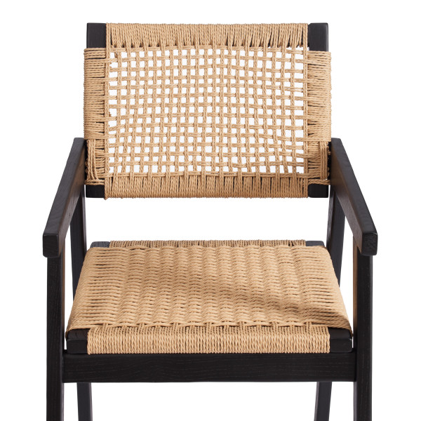 Стул VANHEIM (mod.XMS-CB3079) дерево вяз/бечевка, 46х45х83 см, черный фото № 7