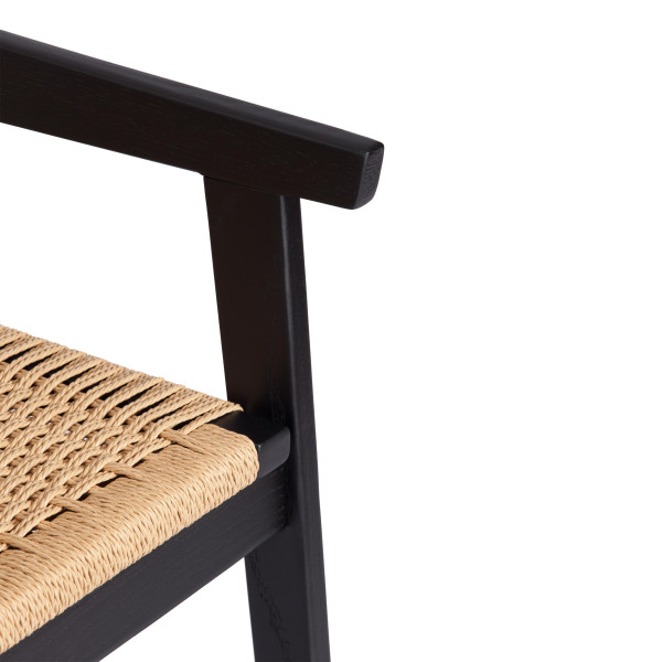 Стул VANHEIM (mod.XMS-CB3079) дерево вяз/бечевка, 46х45х83 см, черный фото № 8