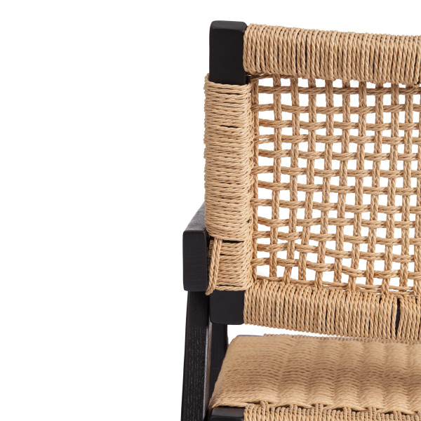 Стул VANHEIM (mod.XMS-CB3079) дерево вяз/бечевка, 46х45х83 см, черный фото № 11