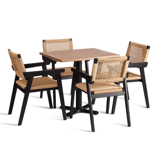 Стул VANHEIM (mod.XMS-CB3079) дерево вяз/бечевка, 46х45х83 см, черный фото № 6