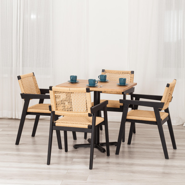 Стул VANHEIM (mod.XMS-CB3079) дерево вяз/бечевка, 46х45х83 см, черный фото № 13